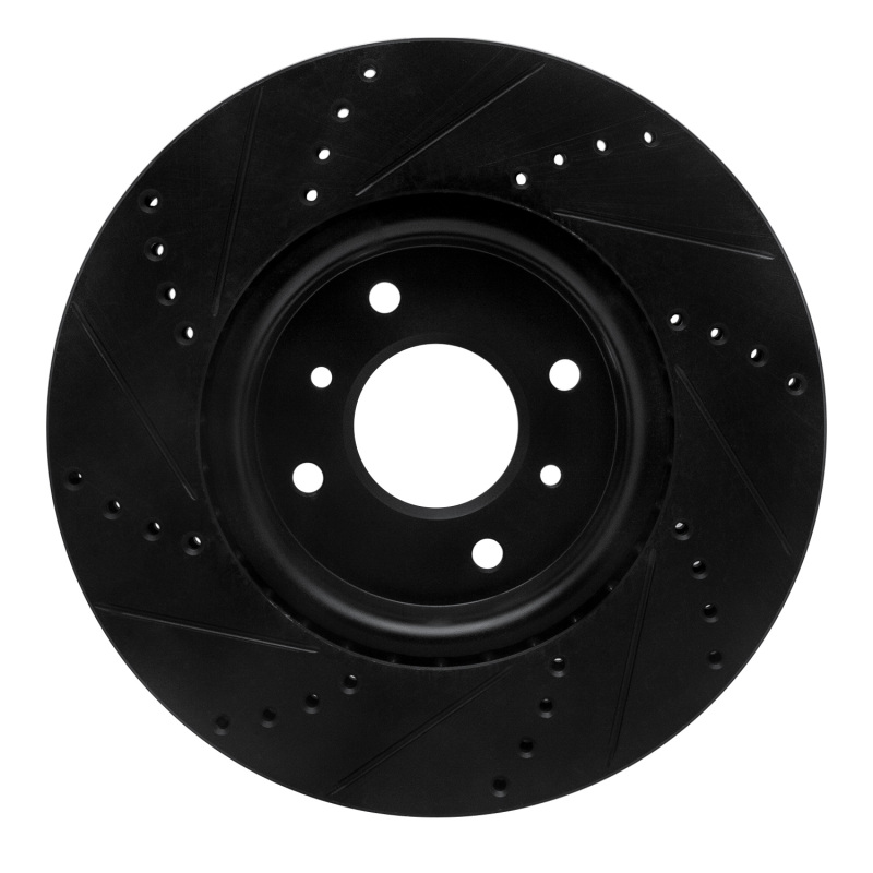 Nissan Sentra Brake Rotor (1) - Front Right - R1 Concepts - Drilled & Slotted - Black - `04-`06